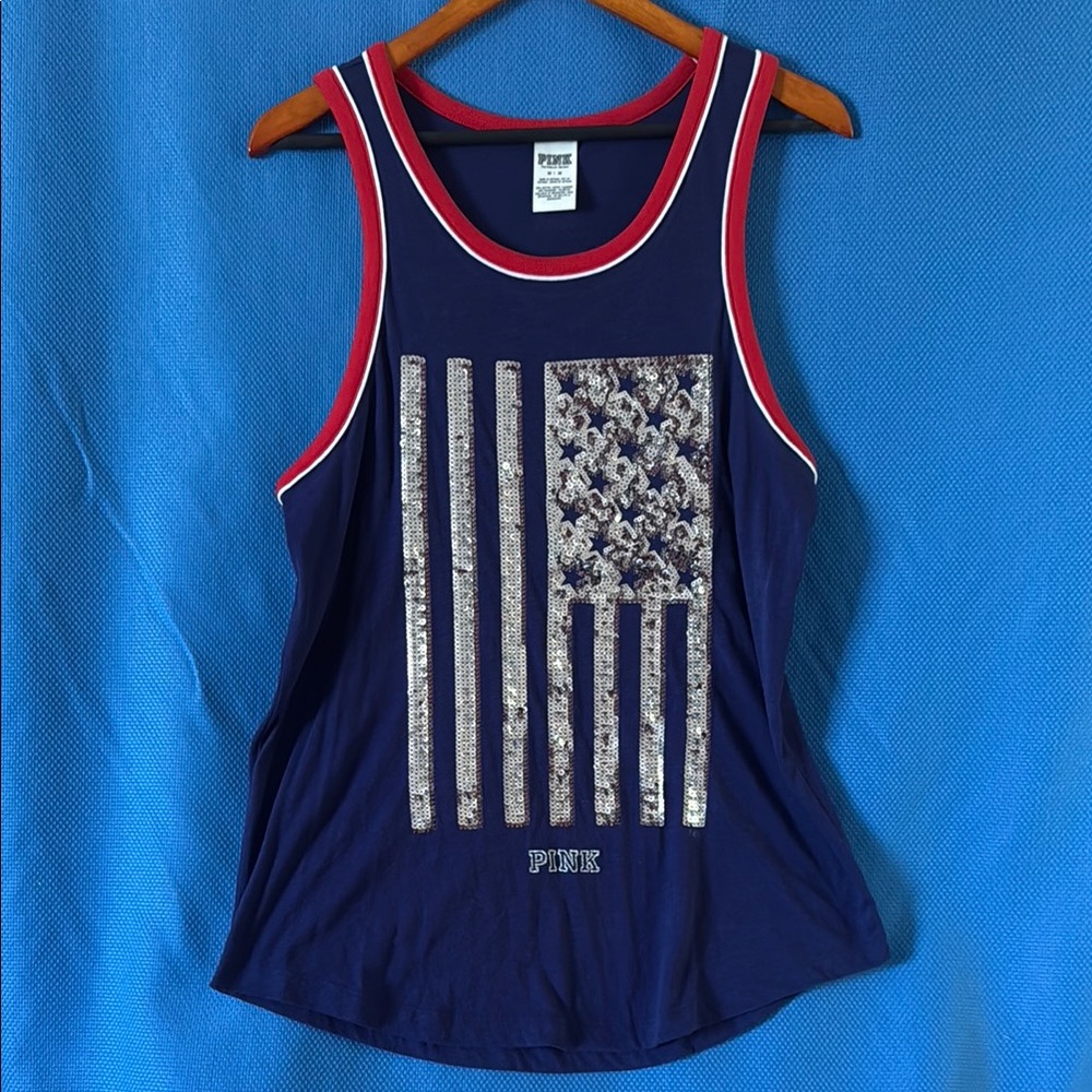 PINK Victoria's Secret Navy and Red Tank Top